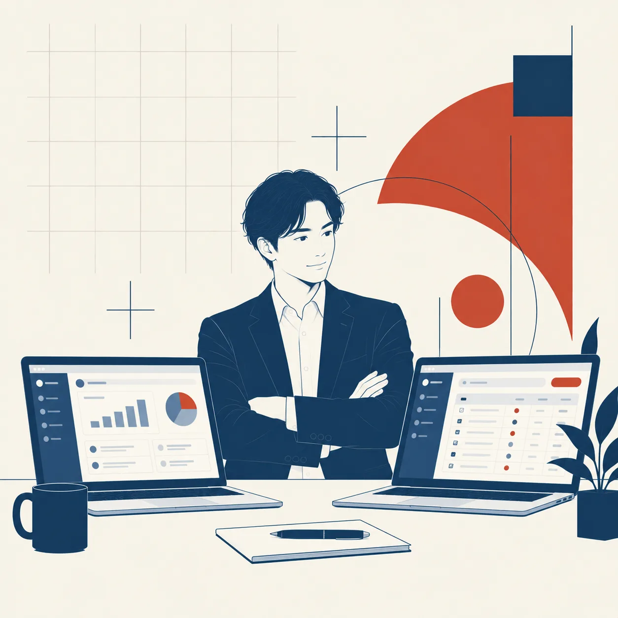自社開発の実物2つのイラスト