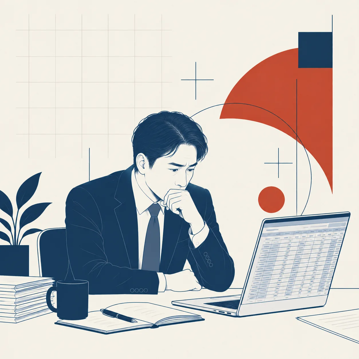 商品登録に疲れた担当者のイラスト